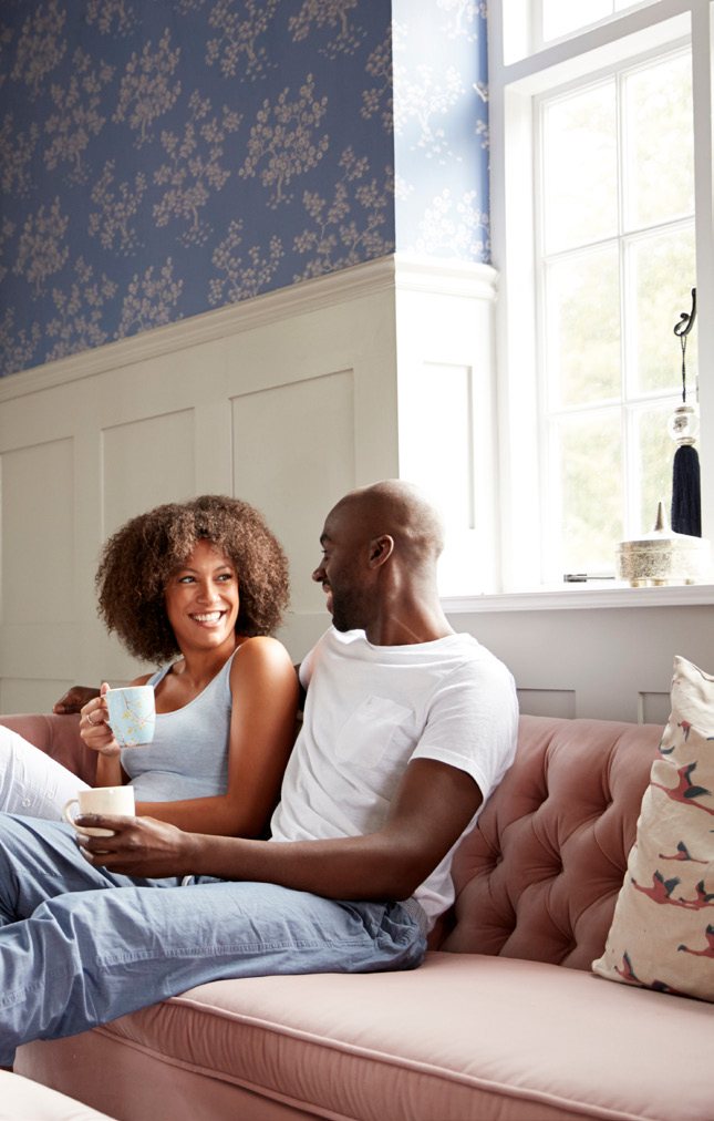Couple relaxing at home